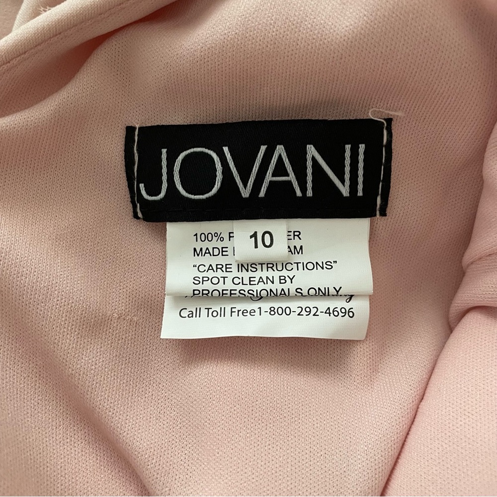 JOVANI 1074A BLUSH Plunge V-Neck Open Back Embellished Applique Dress Gown‎ 10 - Picture 14 of 16